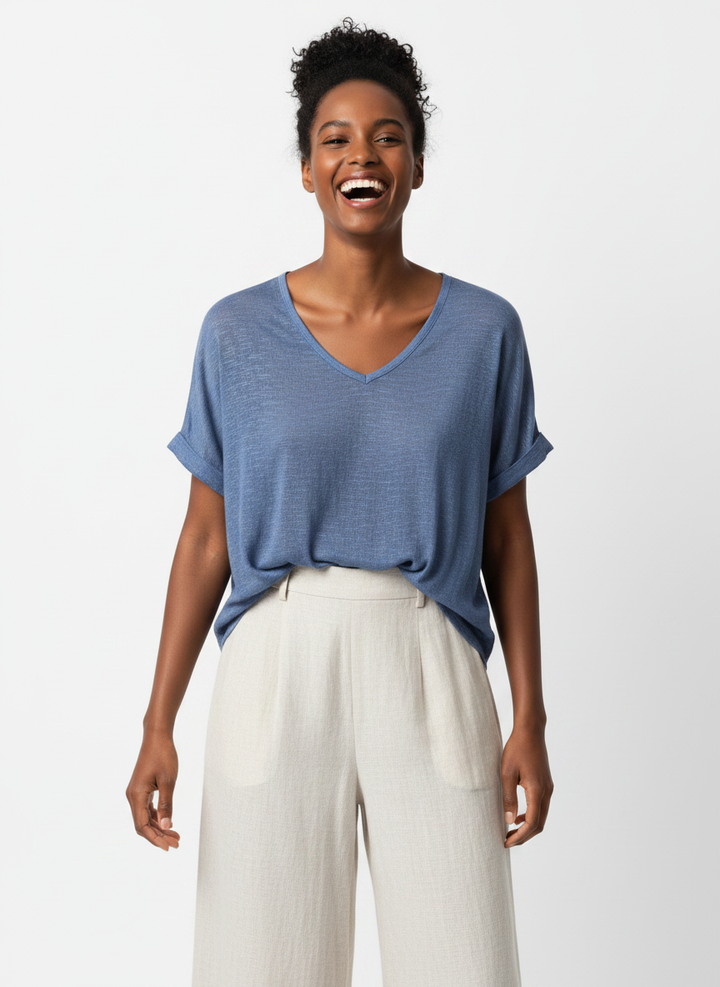 Classic Linen top: Navy