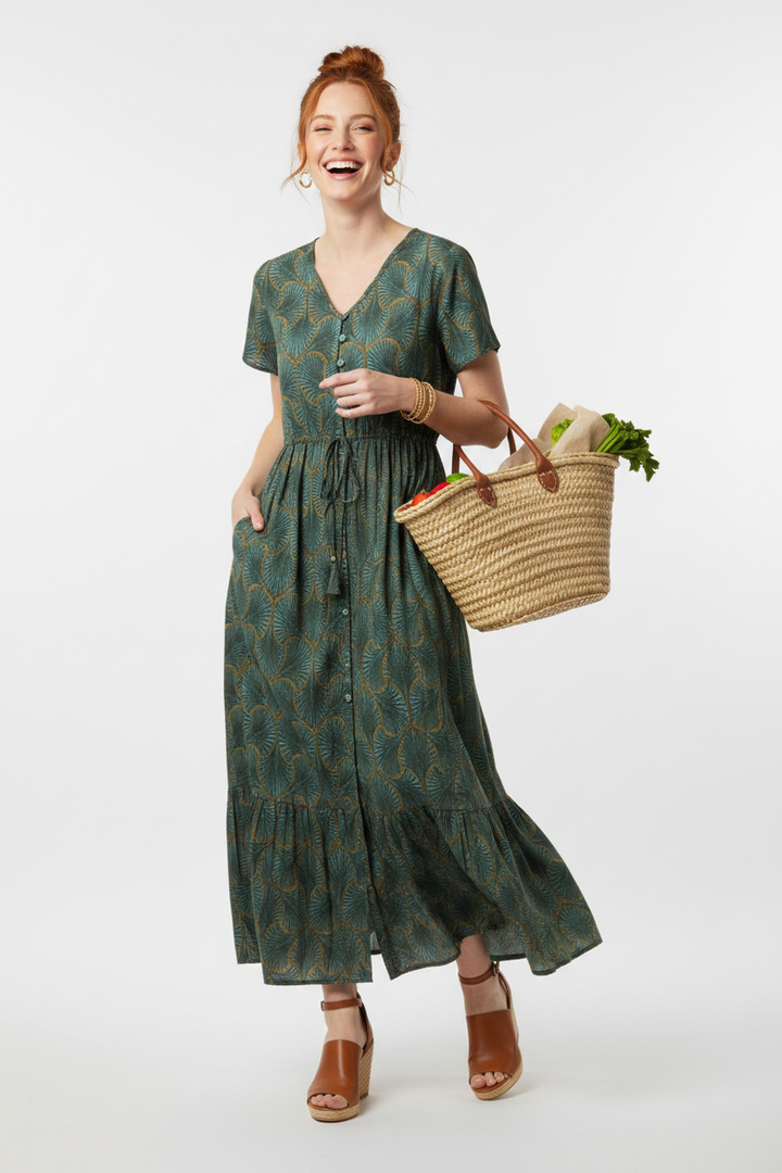 Sunita Dress - Teal Fan