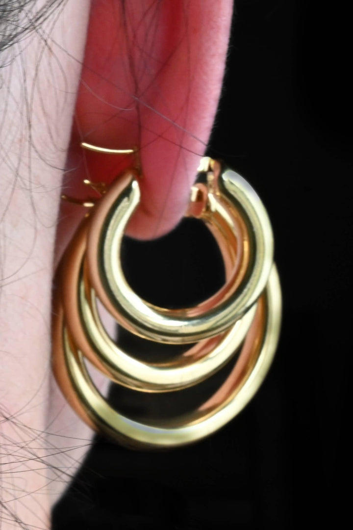 Gold Tunnel Hoops - 30 mm