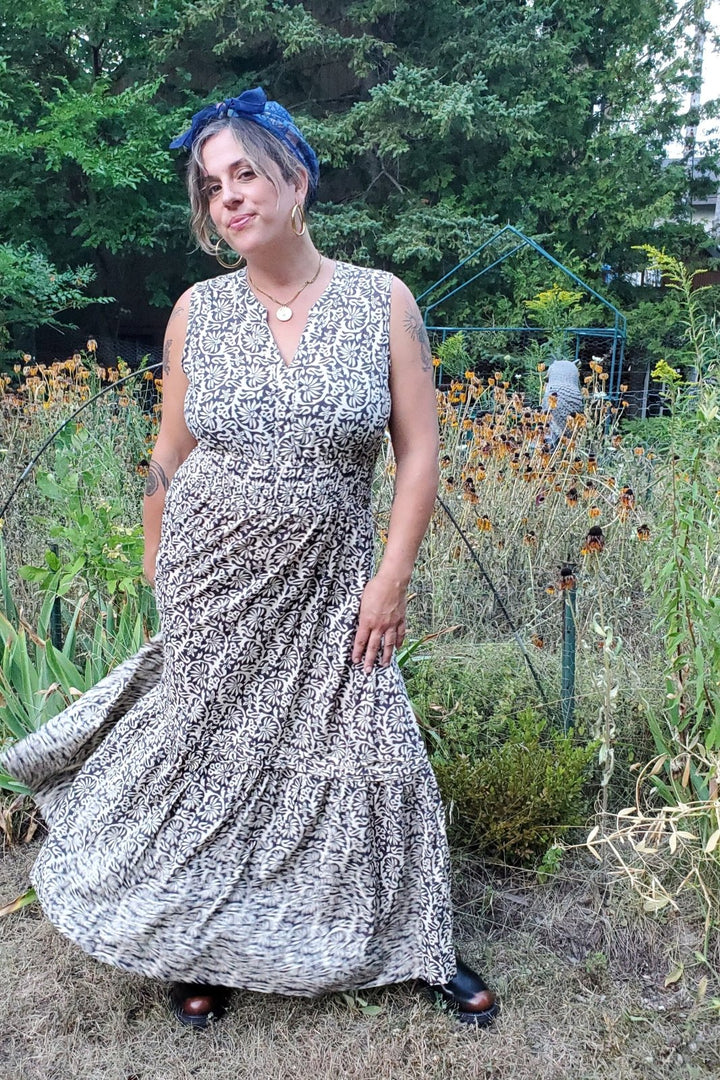 Amy Dress - Taupe Floral - The Daisy Chain