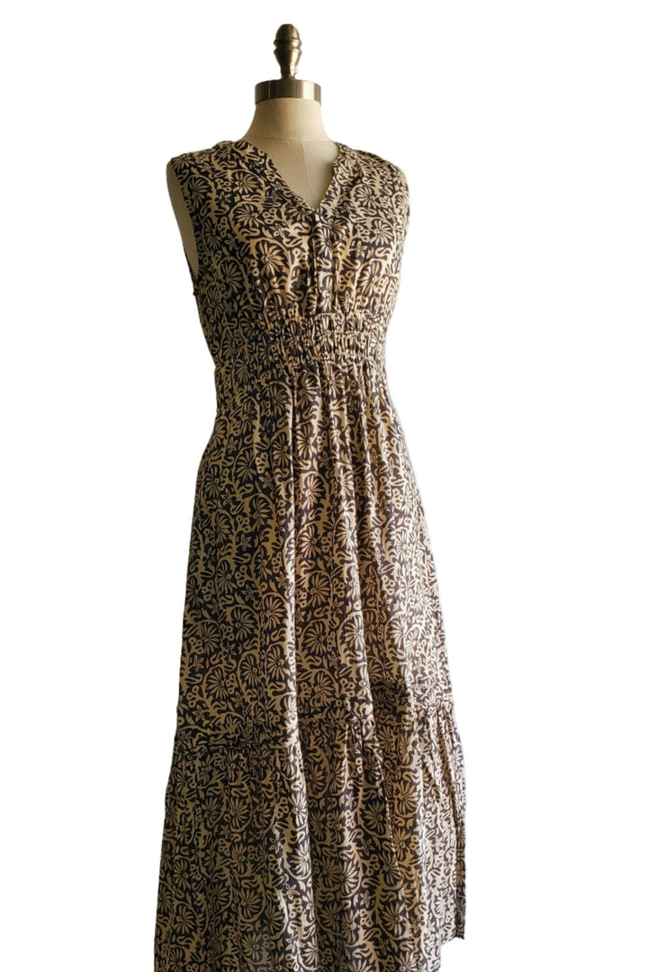 Amy Dress - Taupe Floral - The Daisy Chain