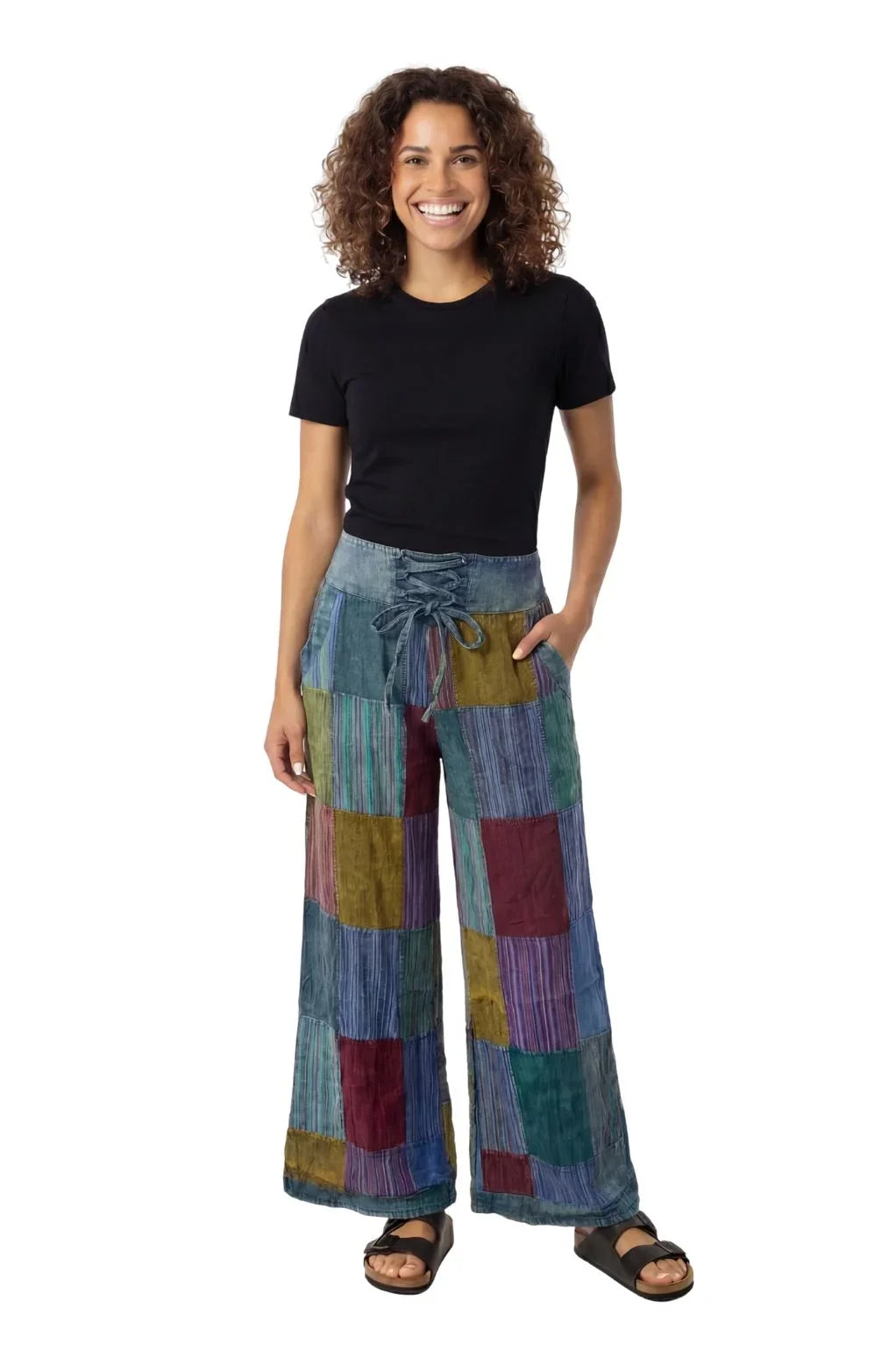 Rastra Patchwork Pants: Blue Multi