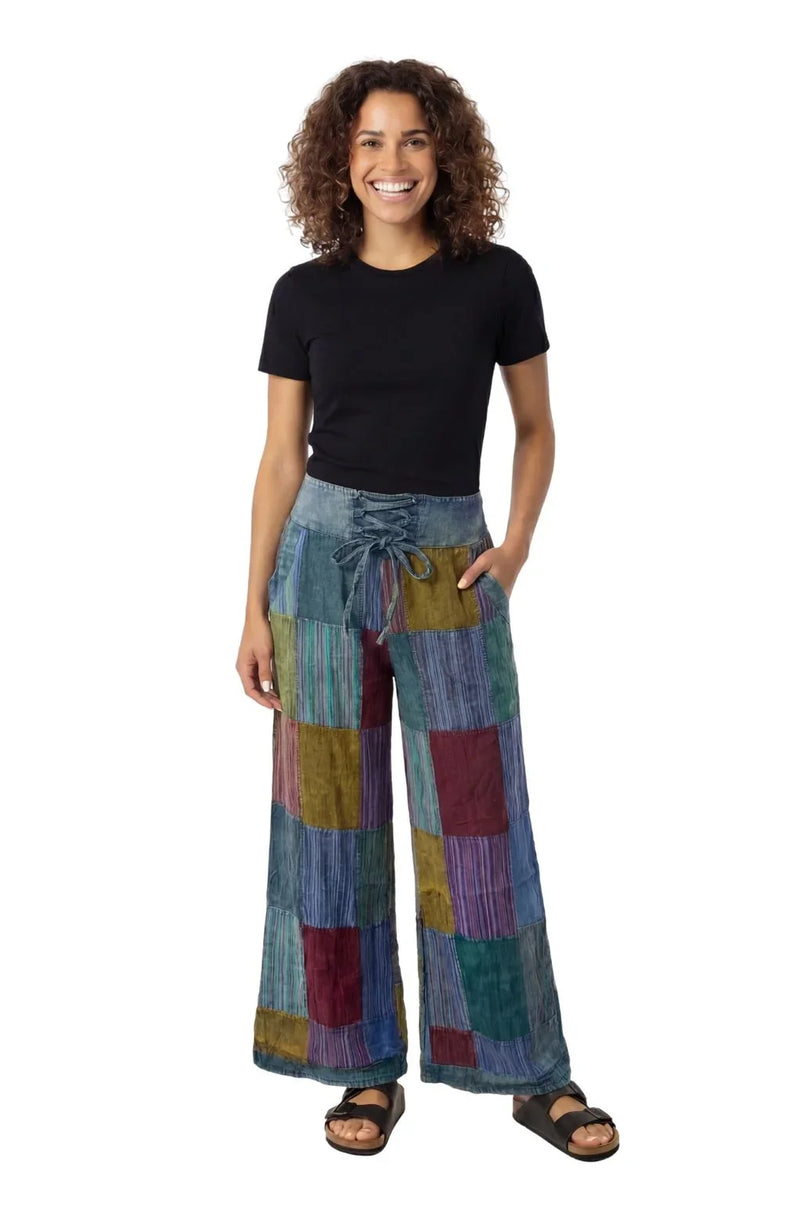 Rastra Patchwork Pants: Blue Multi