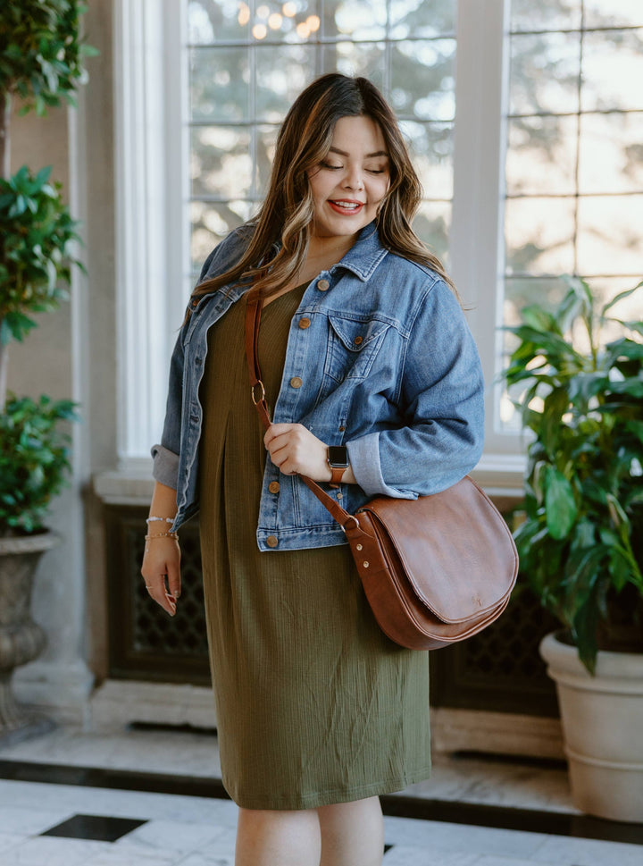 Olive Ribbed Tee Dress