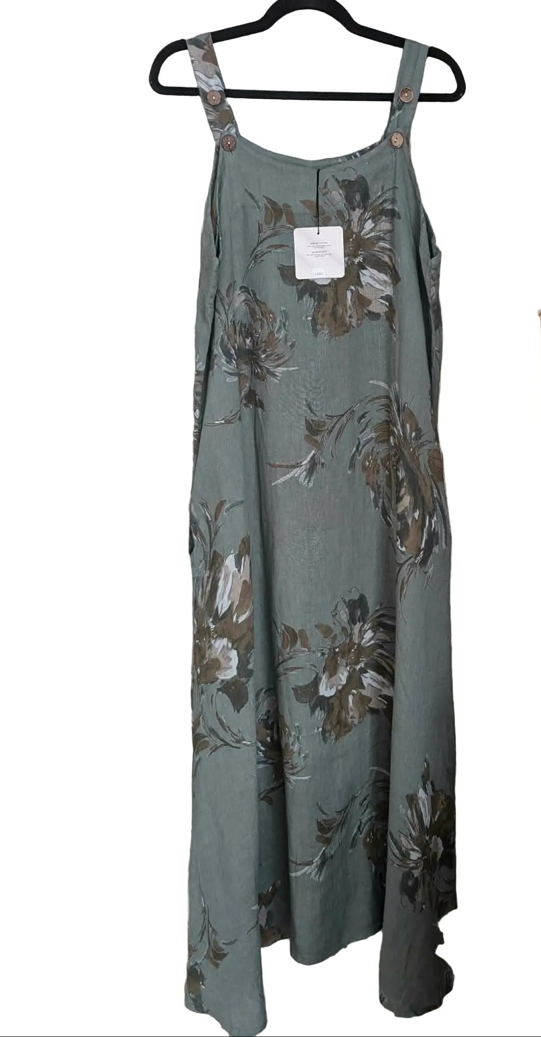 Floral Print Linen Maxi : Green