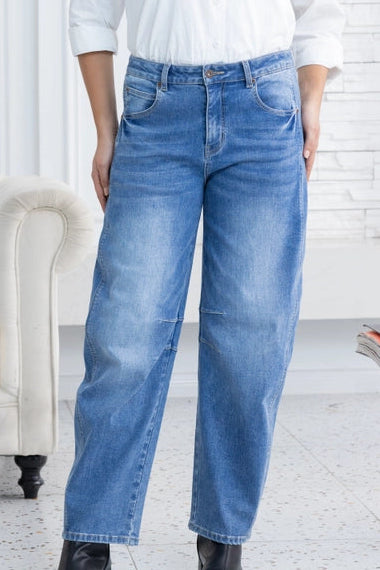 Bamboo Barrel Jeans - Mid Wash