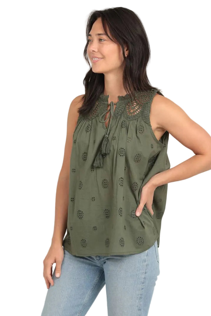 Lace Tank - Olive