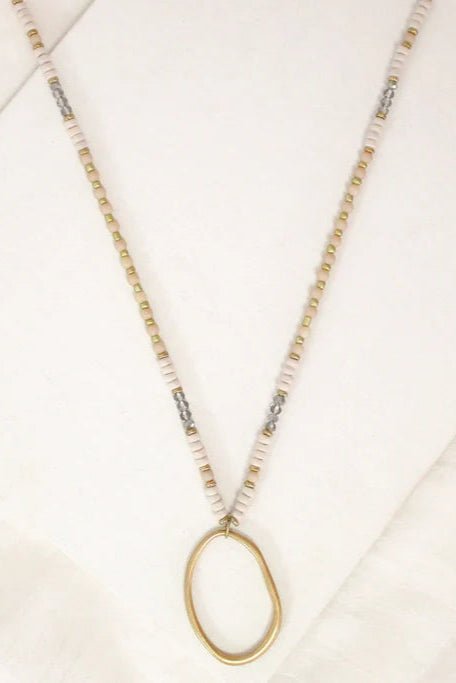 Bead + Oval Pendant - White - The Daisy Chain