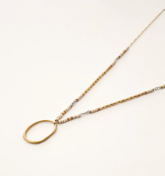 Bead + Oval Pendant - White - The Daisy Chain