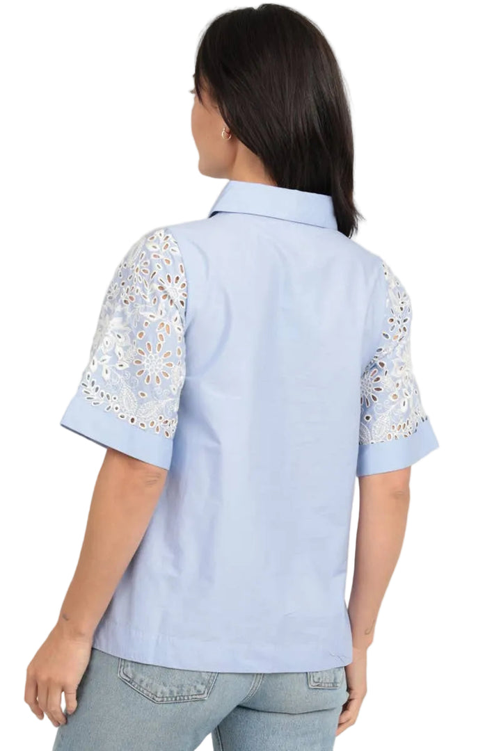 Eyelet Embroidered Blouse - Denim