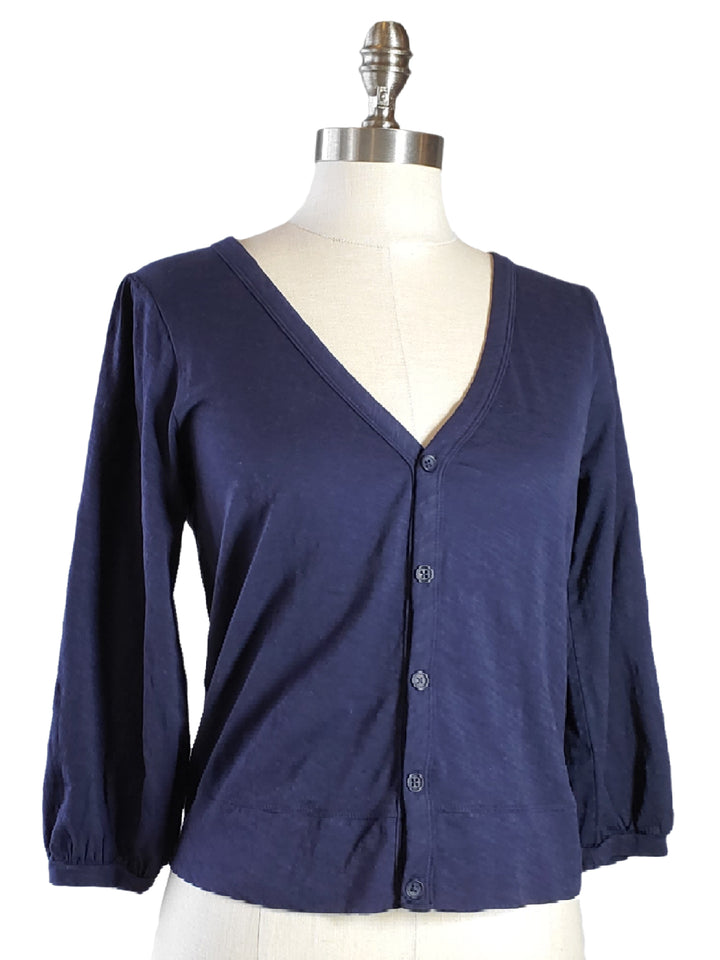 Cropped Cotton Cardi- Navy