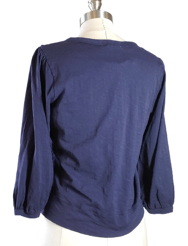 Cropped Cotton Cardi- Navy