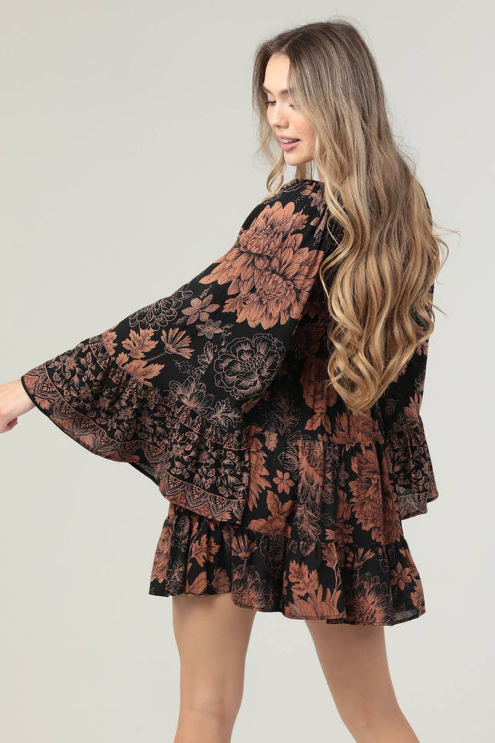 Bella Dress - Black Floral - The Daisy Chain