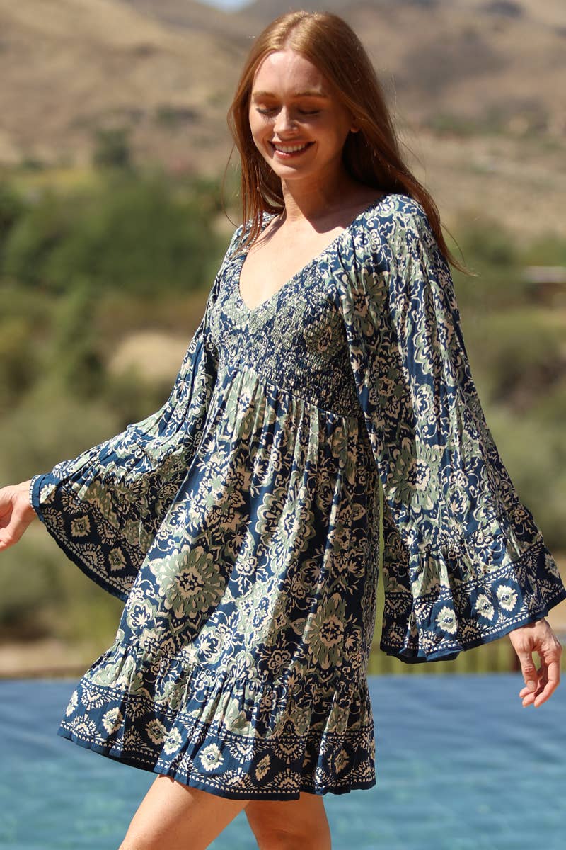 Bella Dress - Blue Floral - The Daisy Chain