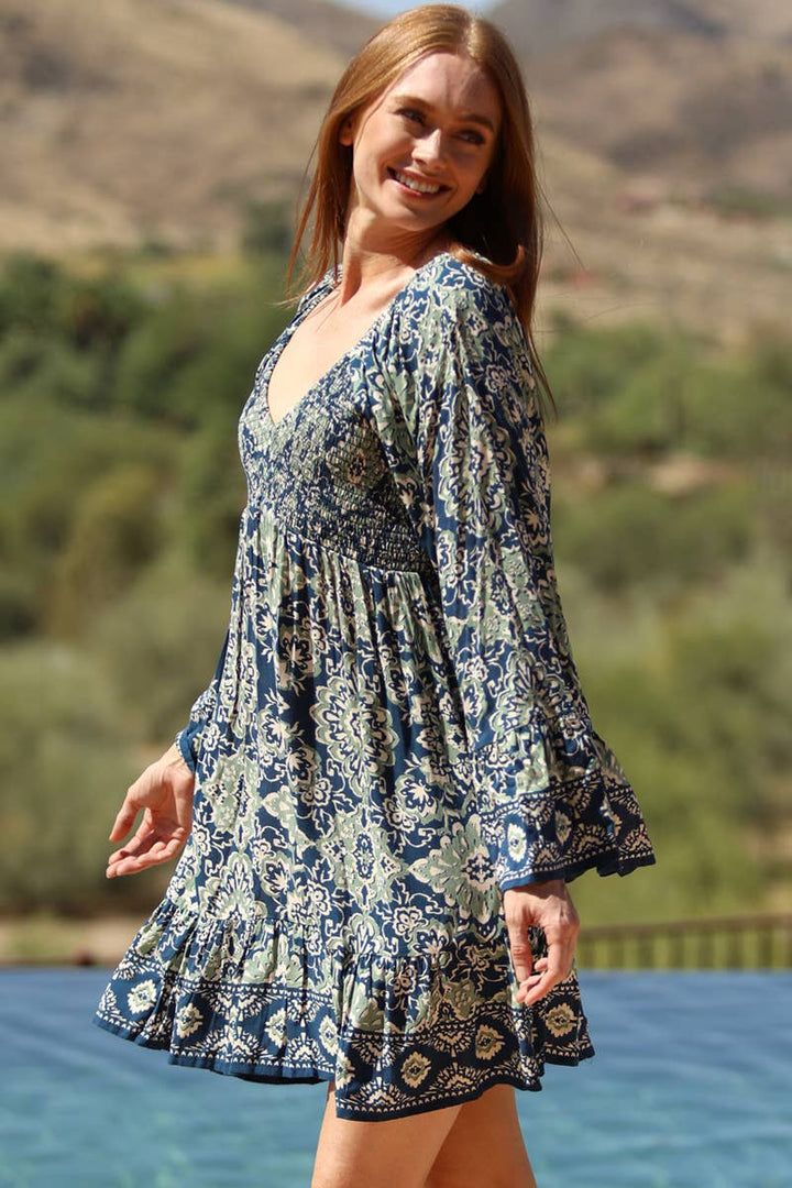 Bella Dress - Blue Floral - The Daisy Chain