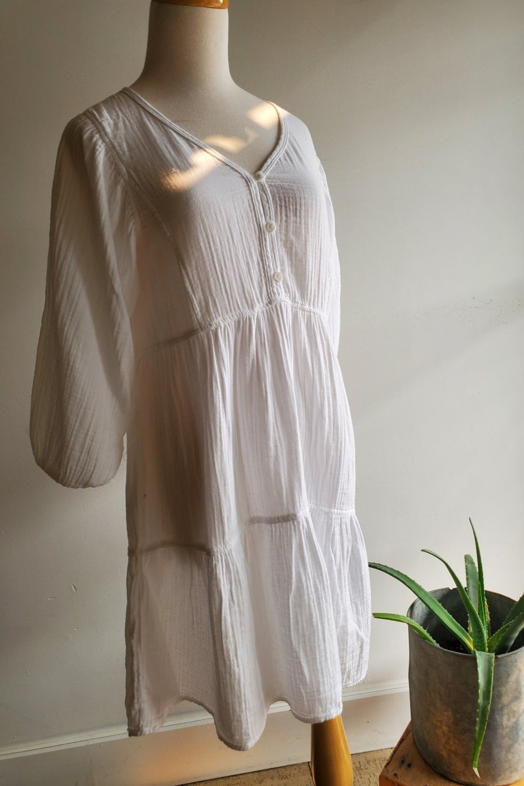 Boho Tiered Dress - White - The Daisy Chain