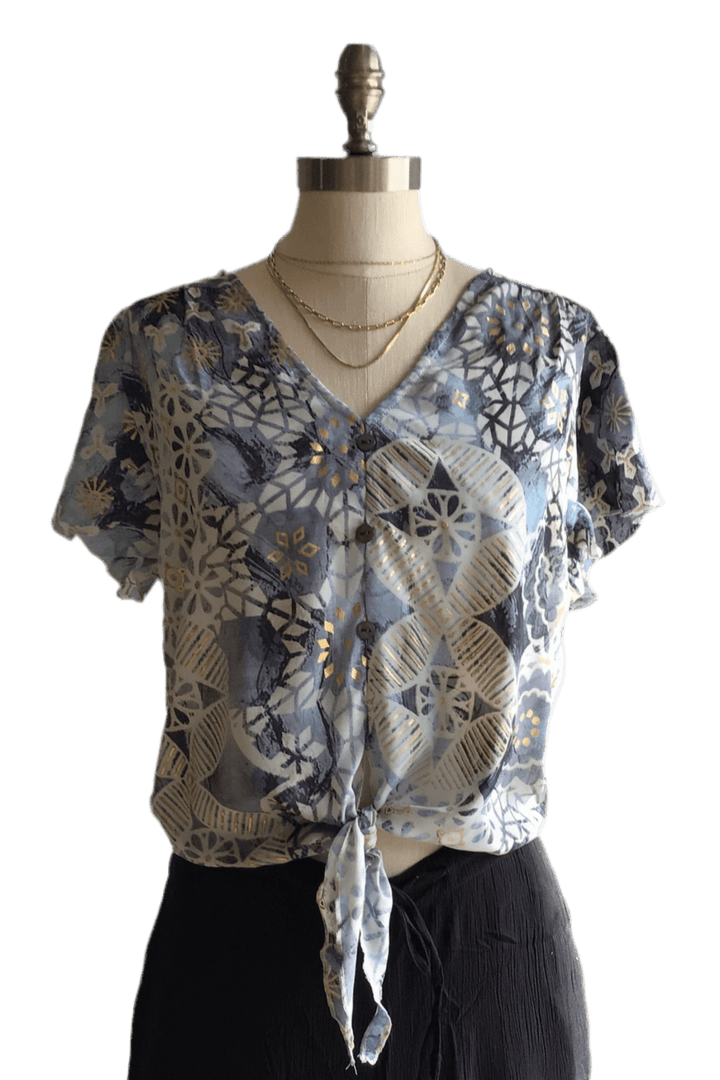 Butterfly Top - Denim Mosaic - The Daisy Chain