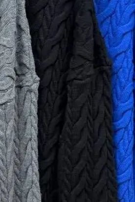 Cable Knit Polo Sweater - Black - The Daisy Chain