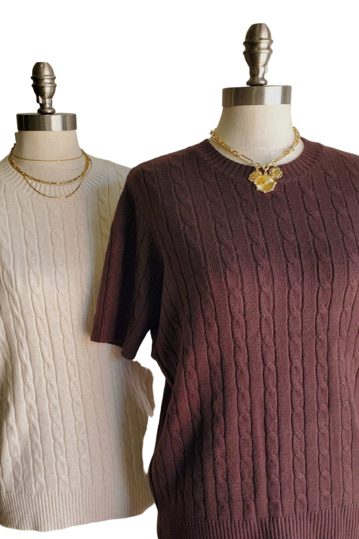 Cable Knit Sweater: Mocha - The Daisy Chain