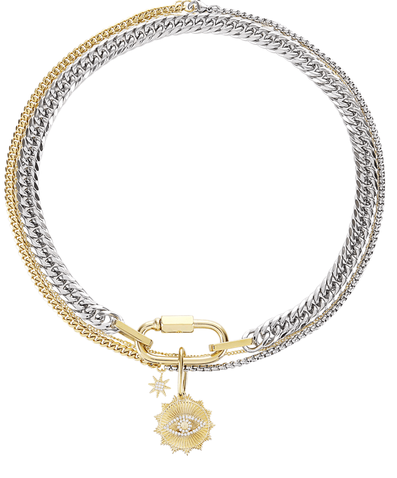 Carabiner + Evil Eye Charm Stainless Steel Necklace - The Daisy Chain