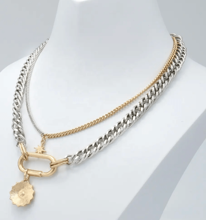 Carabiner + Evil Eye Charm Stainless Steel Necklace - The Daisy Chain