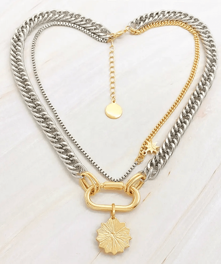 Carabiner + Evil Eye Charm Stainless Steel Necklace - The Daisy Chain