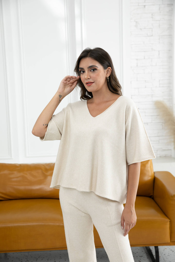 Wide Cut V-Neck: Vanilla