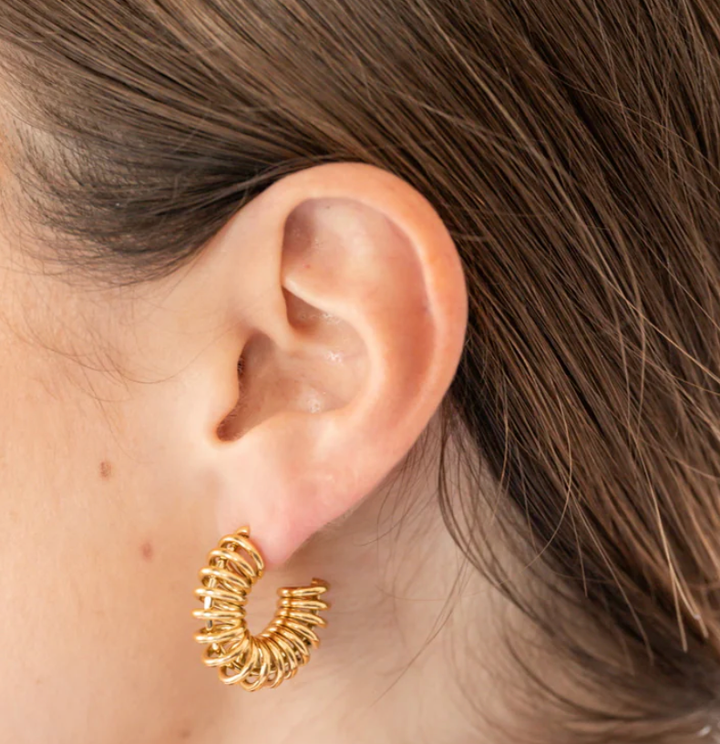 Twisted Spiral Gold Hoop Earring