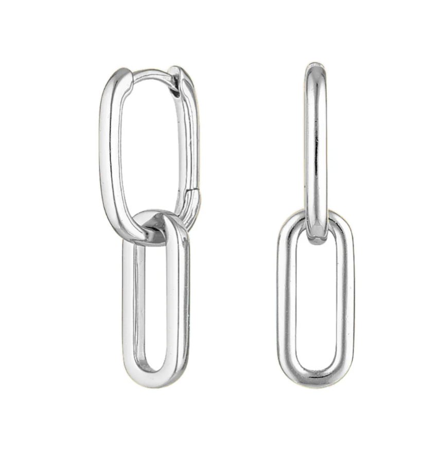  Paperclip Duo Link Hoop Earring : Two tone