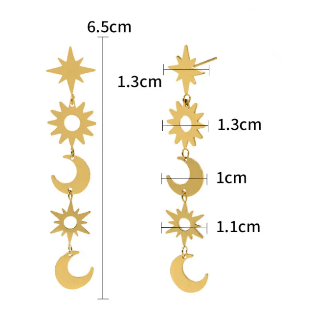 Celestial Sun Moon Stars Earrings - The Daisy Chain
