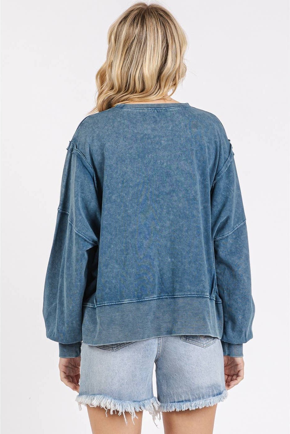 Cotton Crew Sweatshirt - Soft Blue - The Daisy Chain