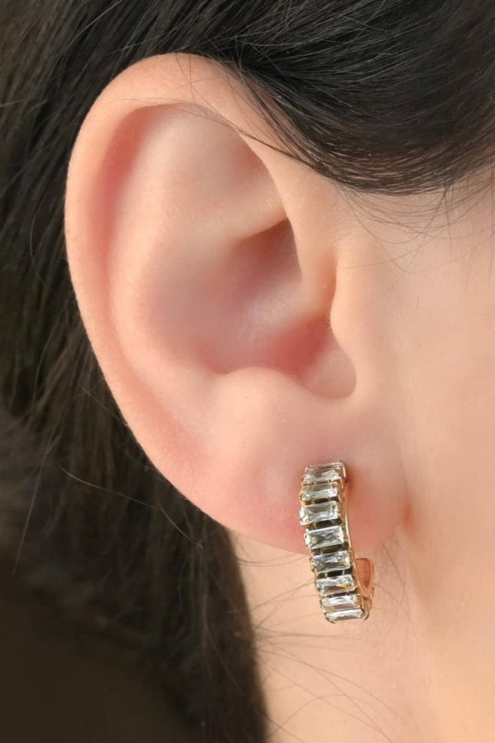 CZ Baguette Hoops - Gold - The Daisy Chain