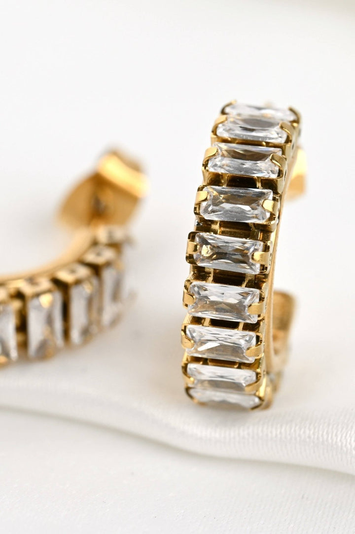 CZ Baguette Hoops - Gold - The Daisy Chain