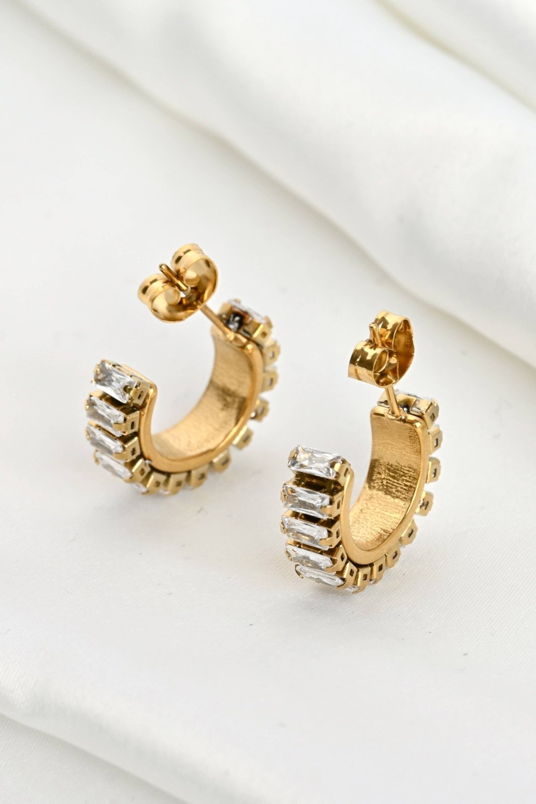 CZ Baguette Hoops - Gold - The Daisy Chain