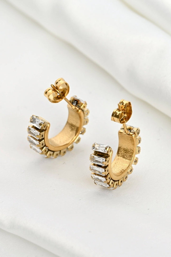 CZ Baguette Hoops - Gold - The Daisy Chain