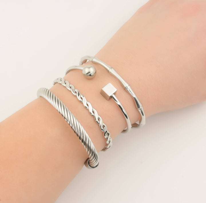 Bamboo Bangle- Silver Plated