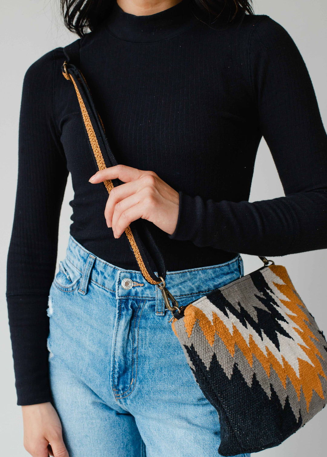 Artisanal Crossbody: Grey + Mustard