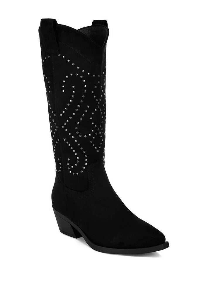 Lariat Embellished Cowboy Boots- Chocolate Brown