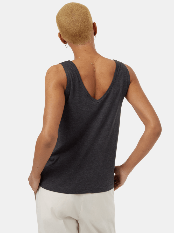 Double V Tank - Charcoal - The Daisy Chain