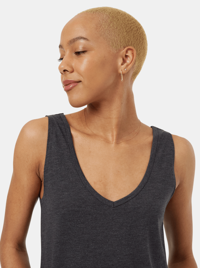 Double V Tank - Charcoal - The Daisy Chain