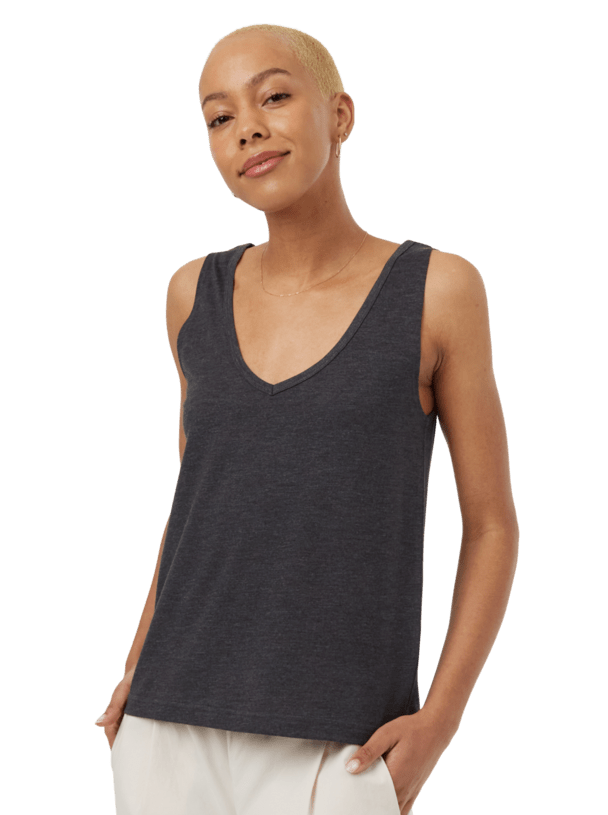 Double V Tank - Charcoal - The Daisy Chain