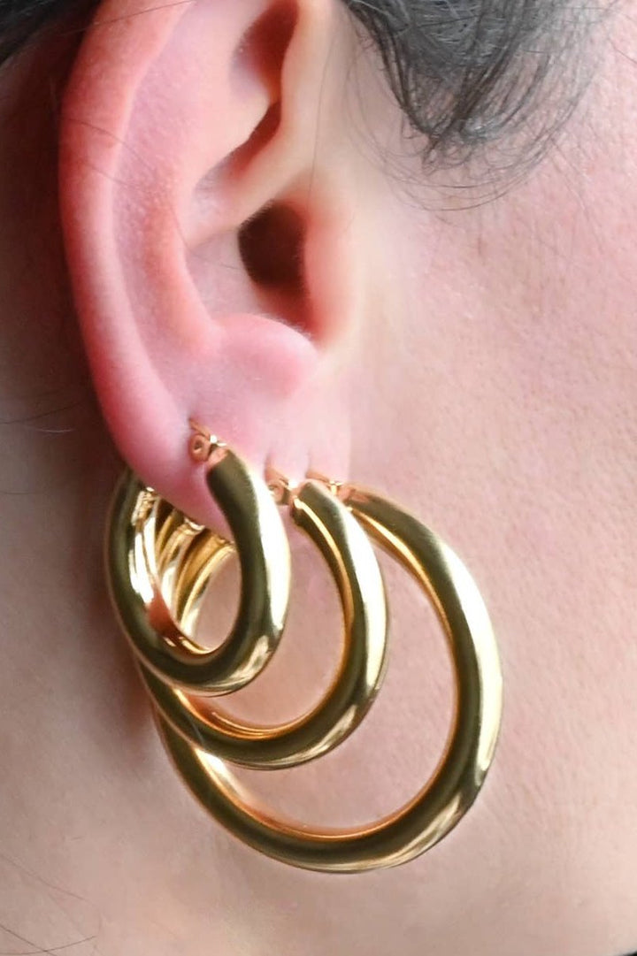 Gold Tunnel Hoops - 30 mm