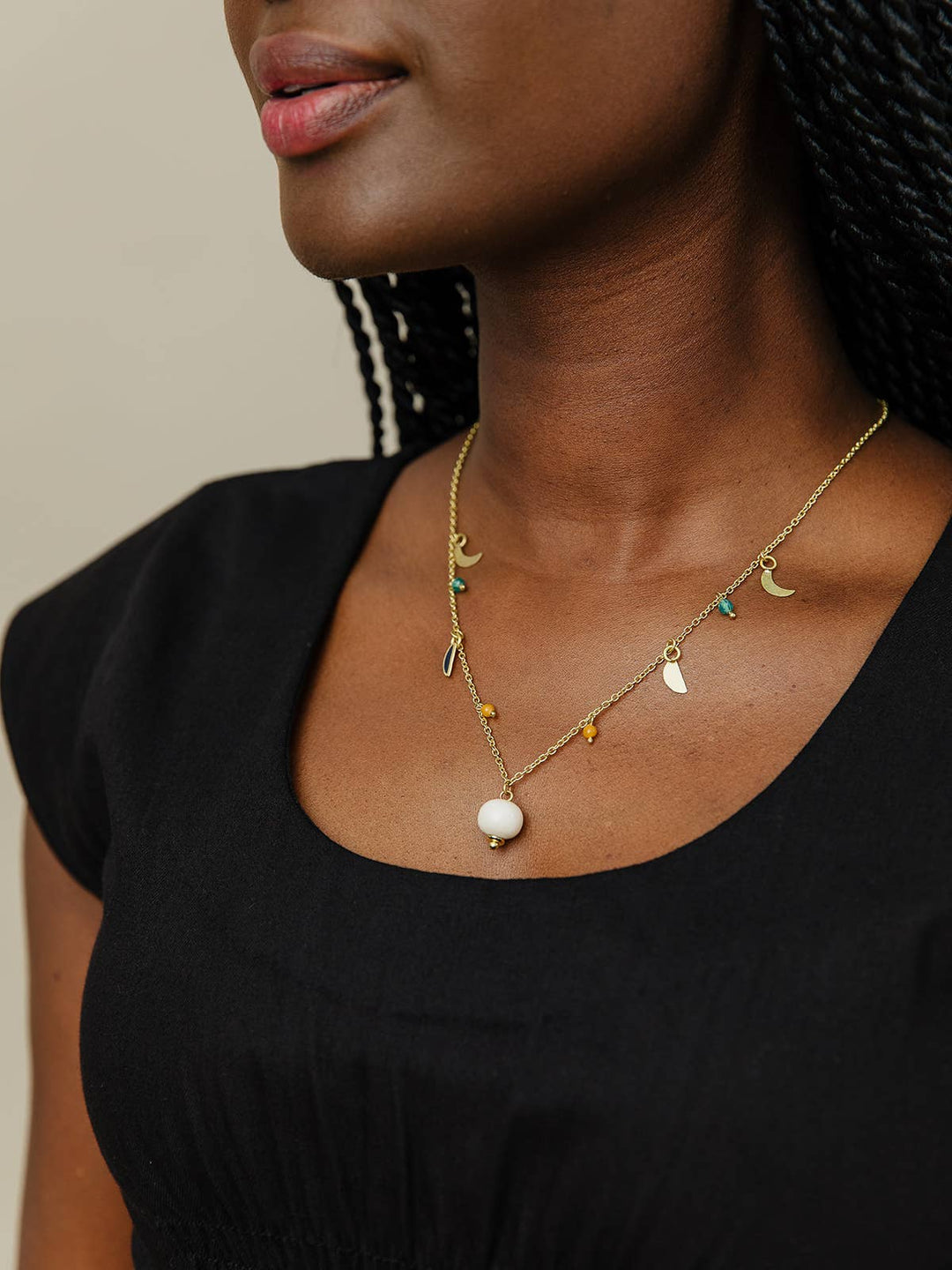 Enamel Moon Necklace - The Daisy Chain