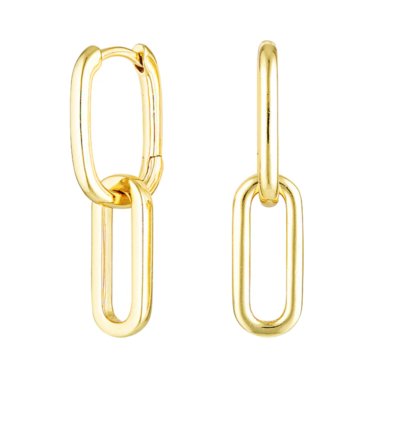  Paperclip Duo Link Hoop Earring : Two tone