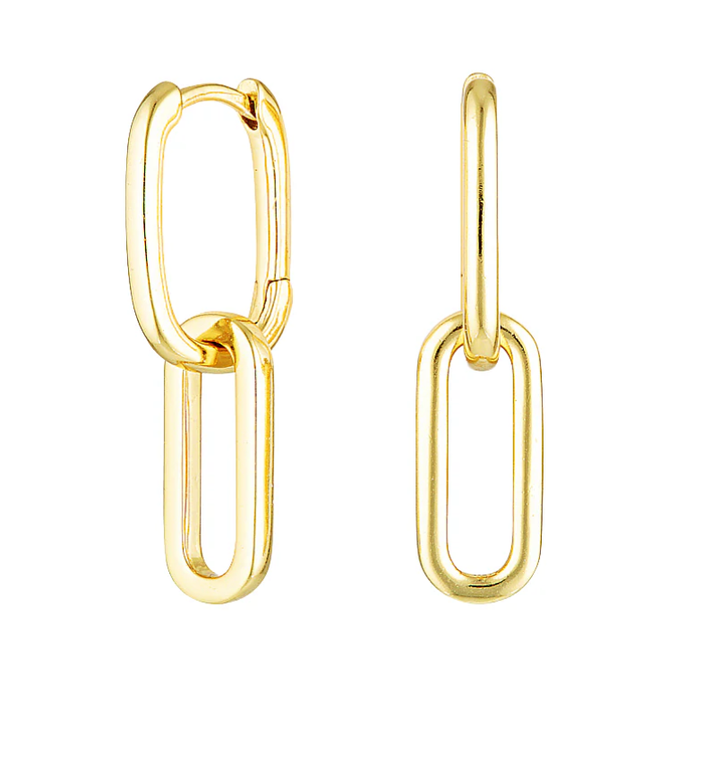  Paperclip Duo Link Hoop Earring : Two tone