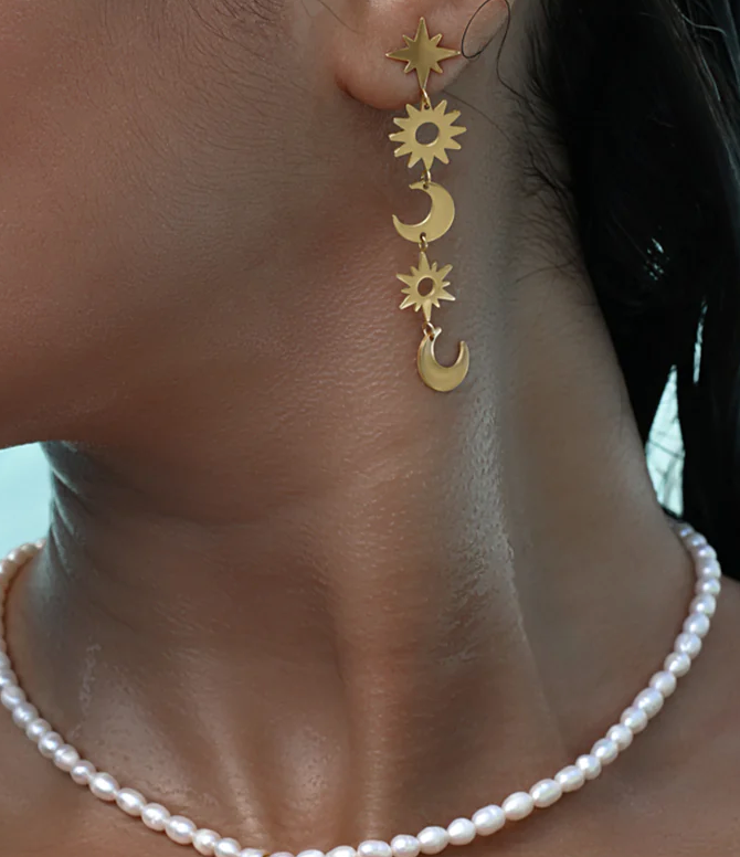 Celestial Sun Moon Stars Earrings