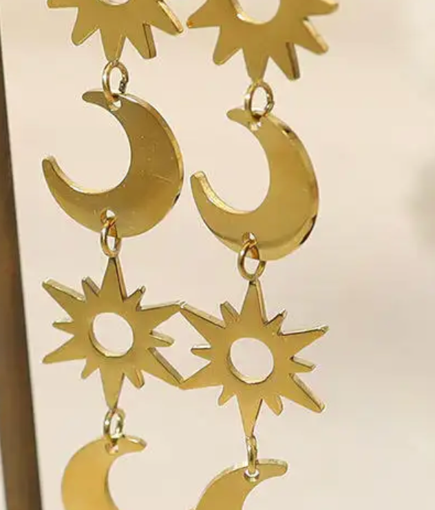 Celestial Sun Moon Stars Earrings