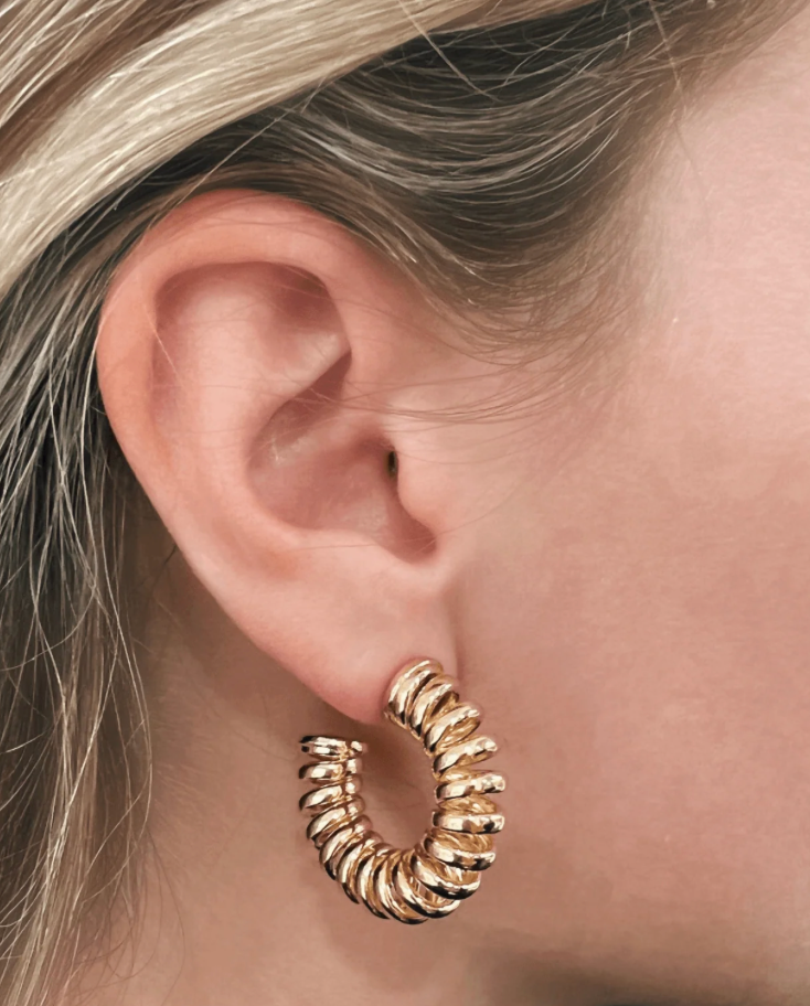 Twisted Spiral Gold Hoop Earring