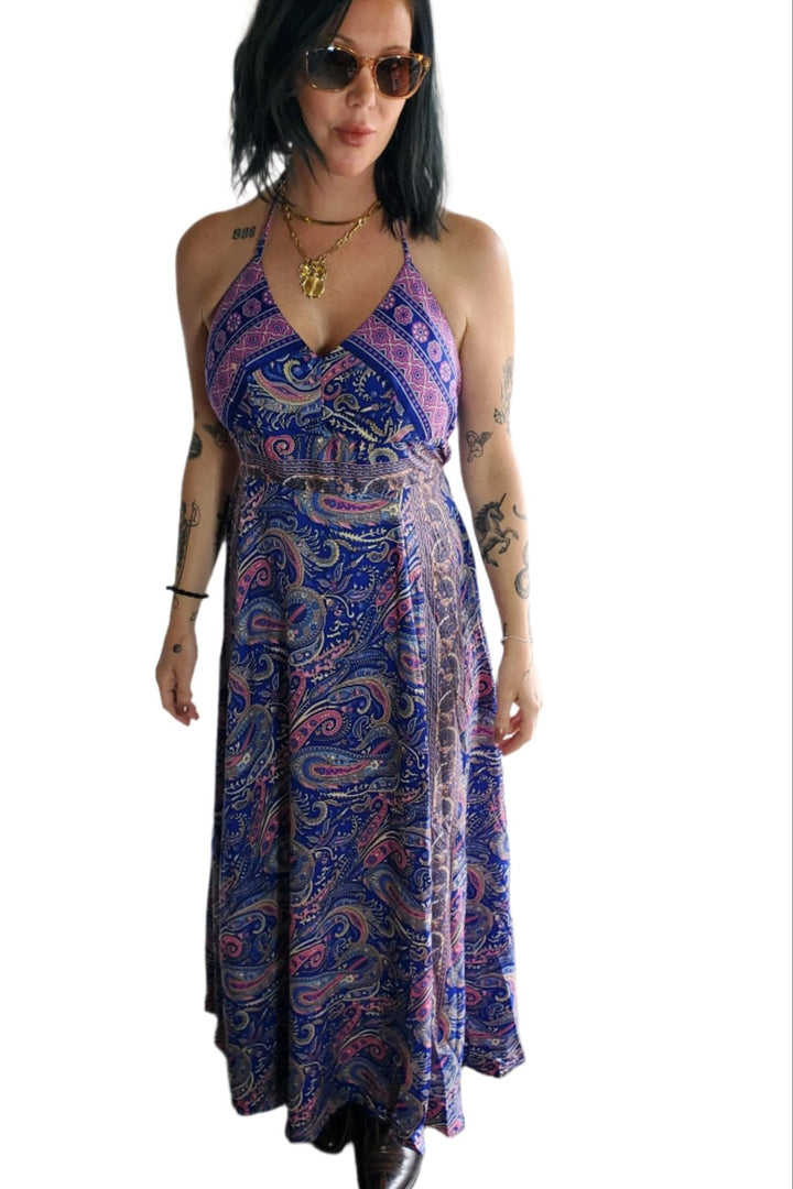 Festival Maxi Dress - Dark Blue Mix - The Daisy Chain