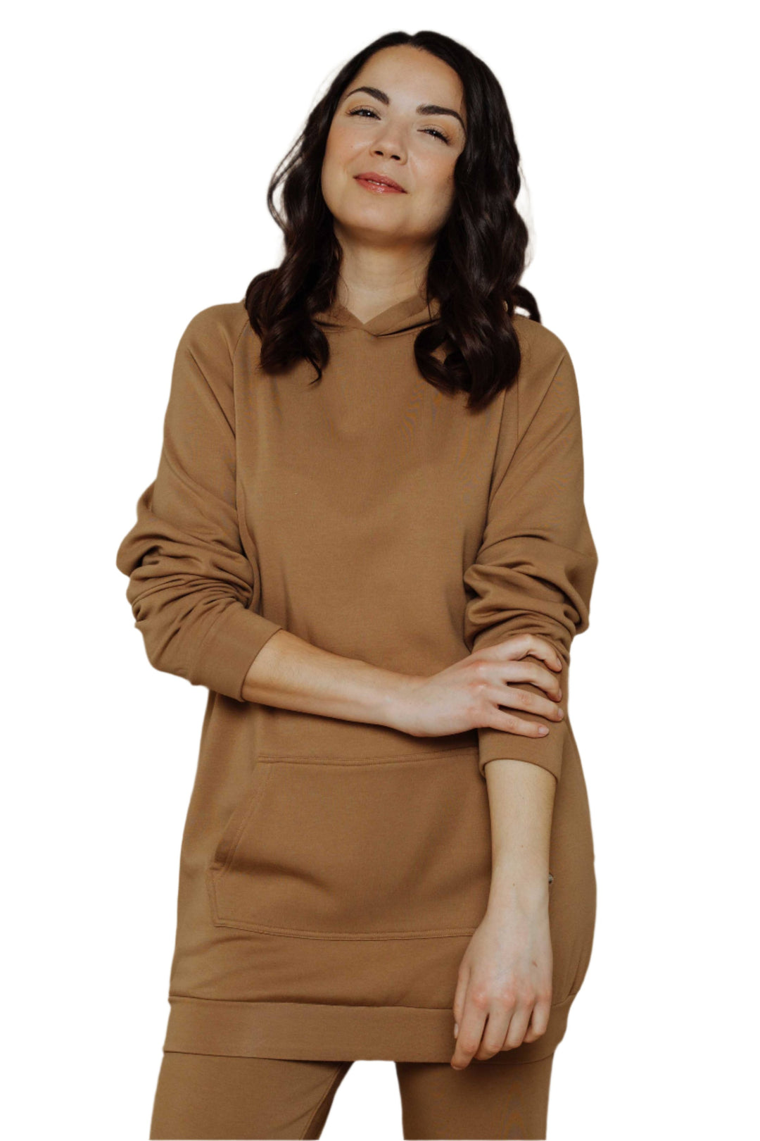 Luxe Fleece Hoody Tunic- Camel